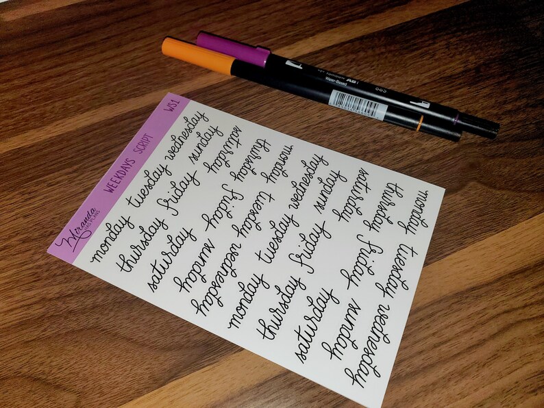 Cute Days of the Week Handwritten Script Planner Sticker Sheet Add a ...