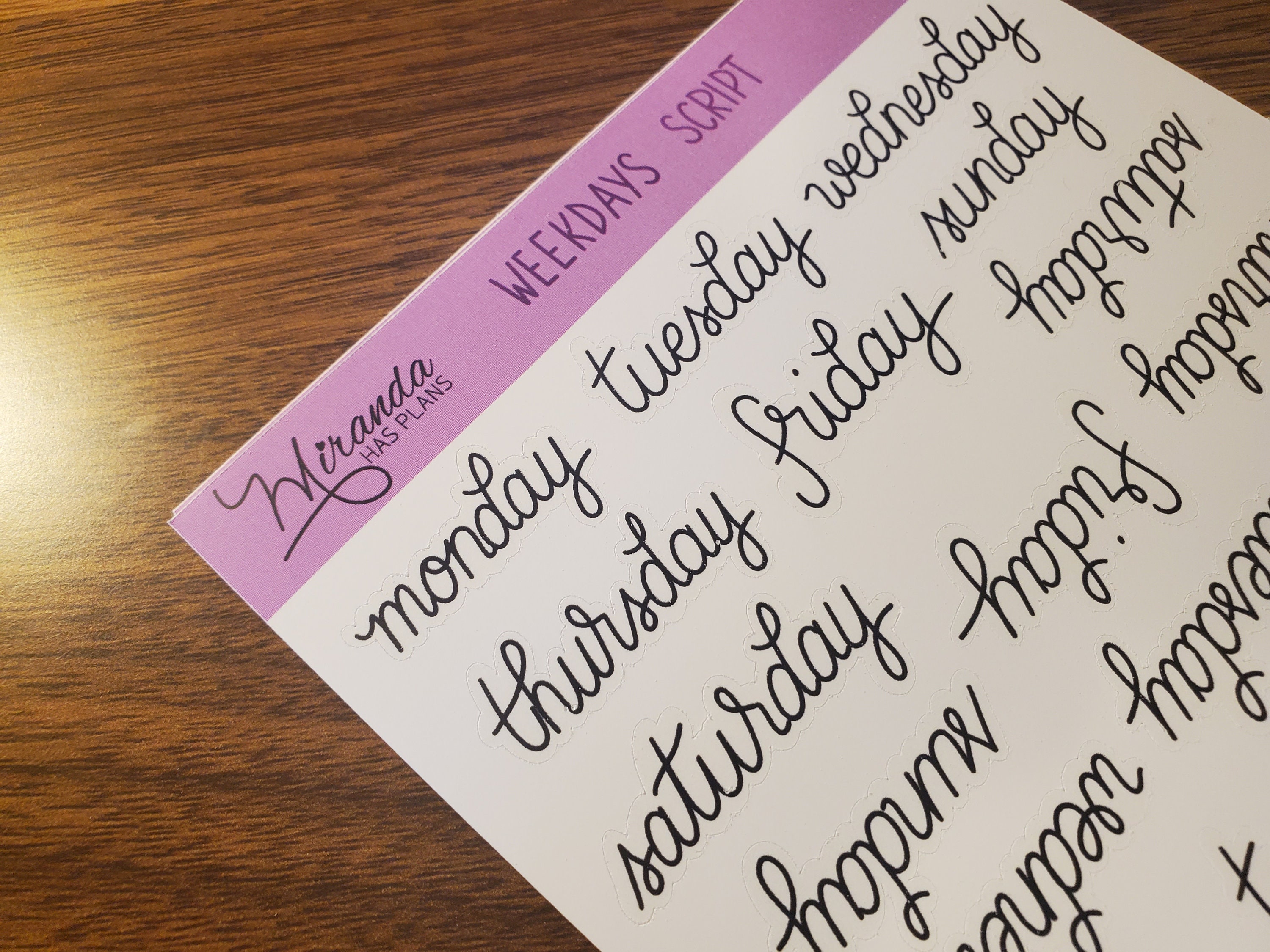 Cute Days of the Week Handwritten Script Planner Sticker Sheet Add a ...