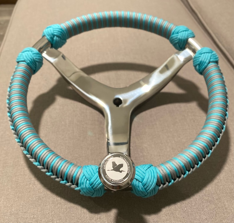 Custom PARACORD Wrap and Gemlux 13 1/2in 3spoke Boat Steering Wheel