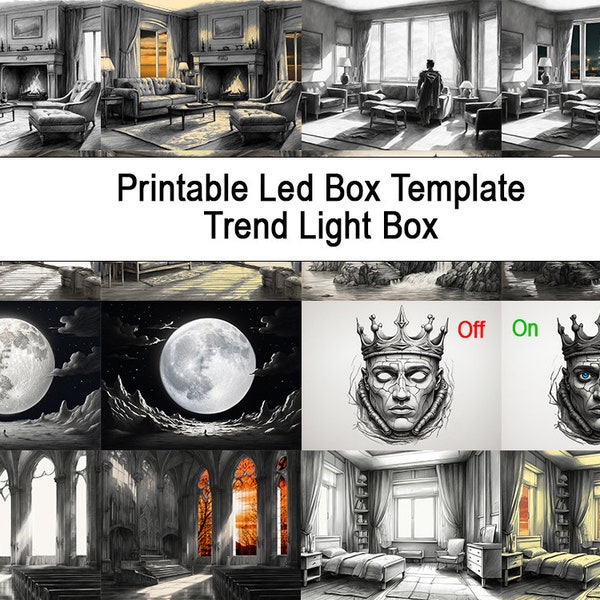 Printable LED Box Templates, Lightbox Wall Art, DIY Light Painting Template Download, Digital Download, Trending Idea