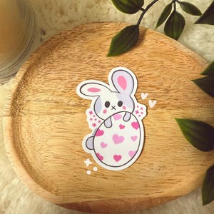 Bunny Easter egg sticker, glossy sticker, durable sticker, Bunny, Rabbit, Animal sticker, kawaii sticker, waterproof sticker, vinyl sticker