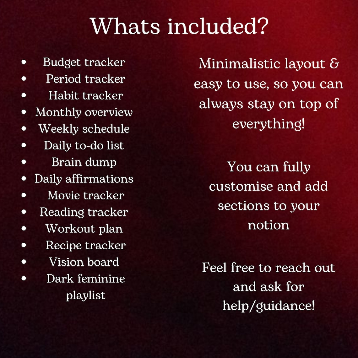 Notion Template 2024 Minimalistic Notion Template for Dark Feminine