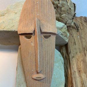 Raka - Megalith artifact Collection, Ceramic Mask Inspired by Mayan, Aztec, and American Indian cultures. Pre-Columbian. Home decor