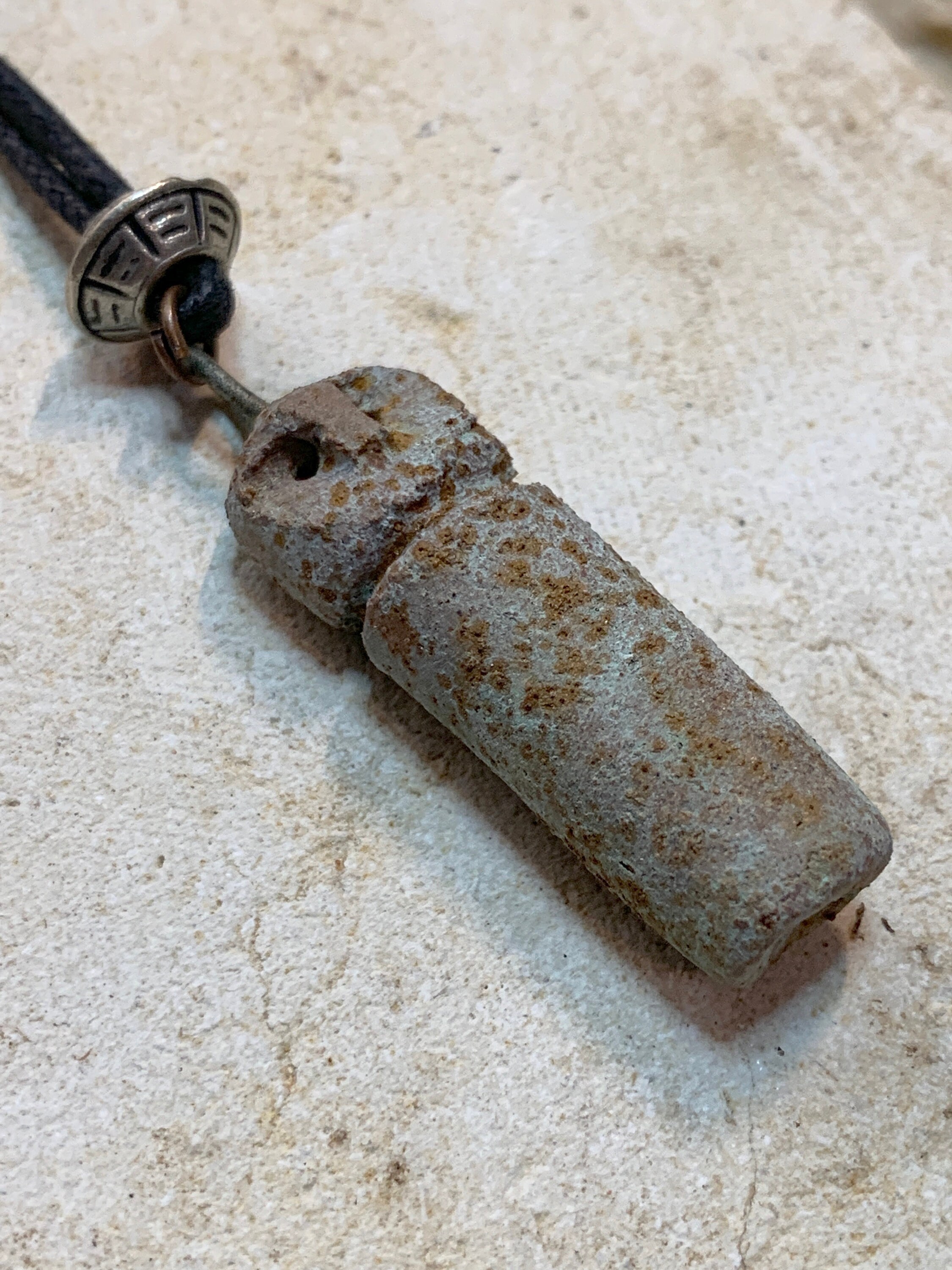 Rune Shaman, Necklace Adjustable Slipknot Cord. Max Cord Length 20. Ceramic With Artifact Finish