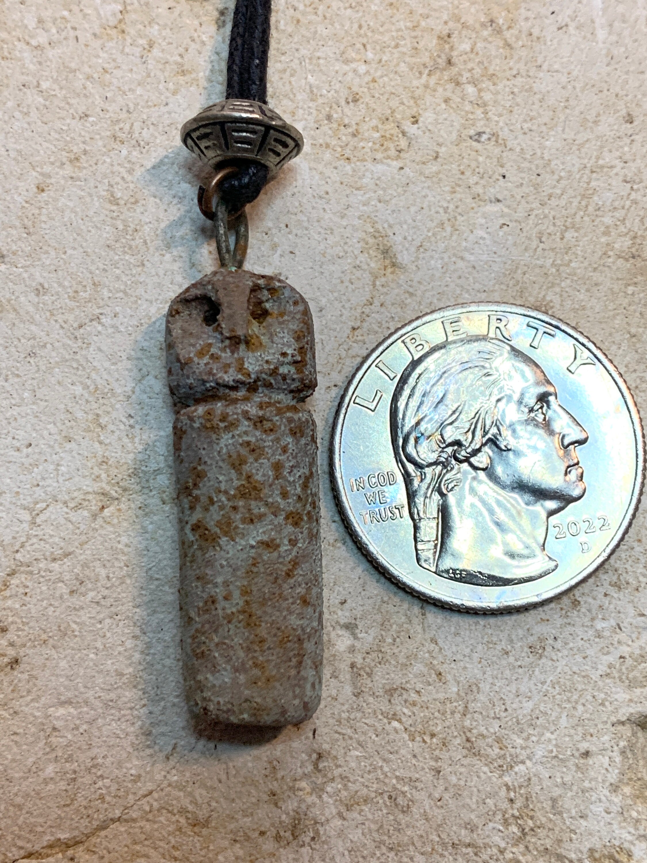 Rune Shaman, Necklace Adjustable Slipknot Cord. Max Cord Length 20. Ceramic With Artifact Finish