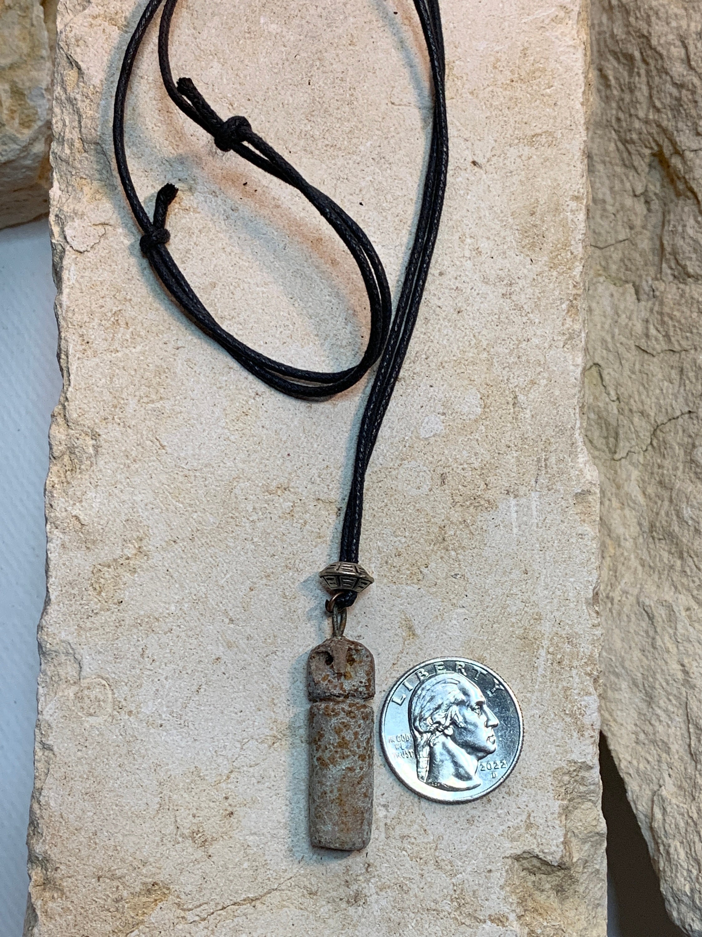 Rune Shaman, Necklace Adjustable Slipknot Cord. Max Cord Length 20. Ceramic With Artifact Finish