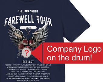 Personalized Drums-themed Retirement FAREWELL TOUR T-Shirt, RED version, Music Fan Gift, Funny Custom Shirt for Retiree