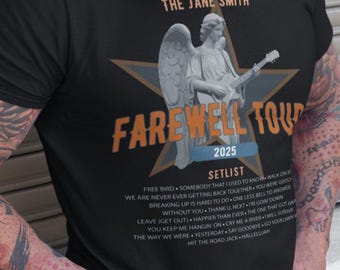 Rock Star Retirement T-Shirt: Personalized FAREWELL TOUR Gift for Music Fan Retiree, Guitarist and Funny Setlist