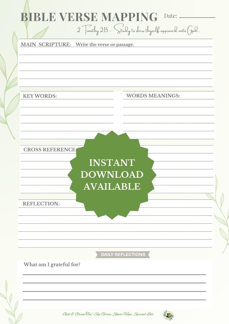 Bible Verse Mapping Printable | Scripture Study Worksheet PDF | Deep ...