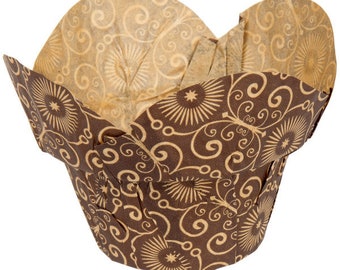100 Brown Mariposa Lotus Baking Cups, Muffin Liners, Cupcake Wrappers Made Canada