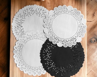 Combo Pack 8-inch Paper Lace Doilies, Disposable Placemats, Round Doily, Assorted Pack of 48