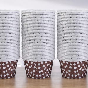 100 Brown White Polka Dots Baking Cups, Muffin  Cupcake Holders, Disposable