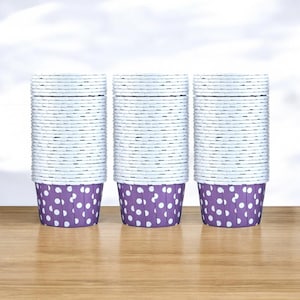 100 Purple White Polka Dots Baking Cups, Muffin  Cupcake Cups, Disposable