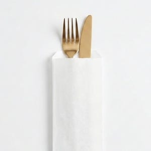 125 White Flatware Bags - Made in USA – Paper Cutlery Sleeves for Weddings and Parties