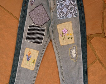 Boho Hand bestickt blaue Jeans
