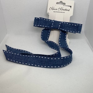 Chic Denim Inspired Hair Clip, Elegant Long Bow French Barrette,  Blue Denim Vibes Hair Accessory, Stylish Long Bow Barrette, Handmade,