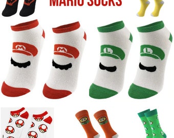 Super Mario Bros Socks Anime Cartoon Unisex Accessories High Quality Cute Gift - Children's Gift - Men / Women - Luigi / Mario / Bowser -