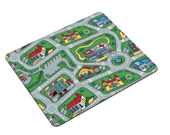 Auto Stadt Straße Mauspad - Kindheit Spiel - Mauspad Kleines nostalgisches Spielzeug Mauspad DIY Print 90er Jahre Kinder