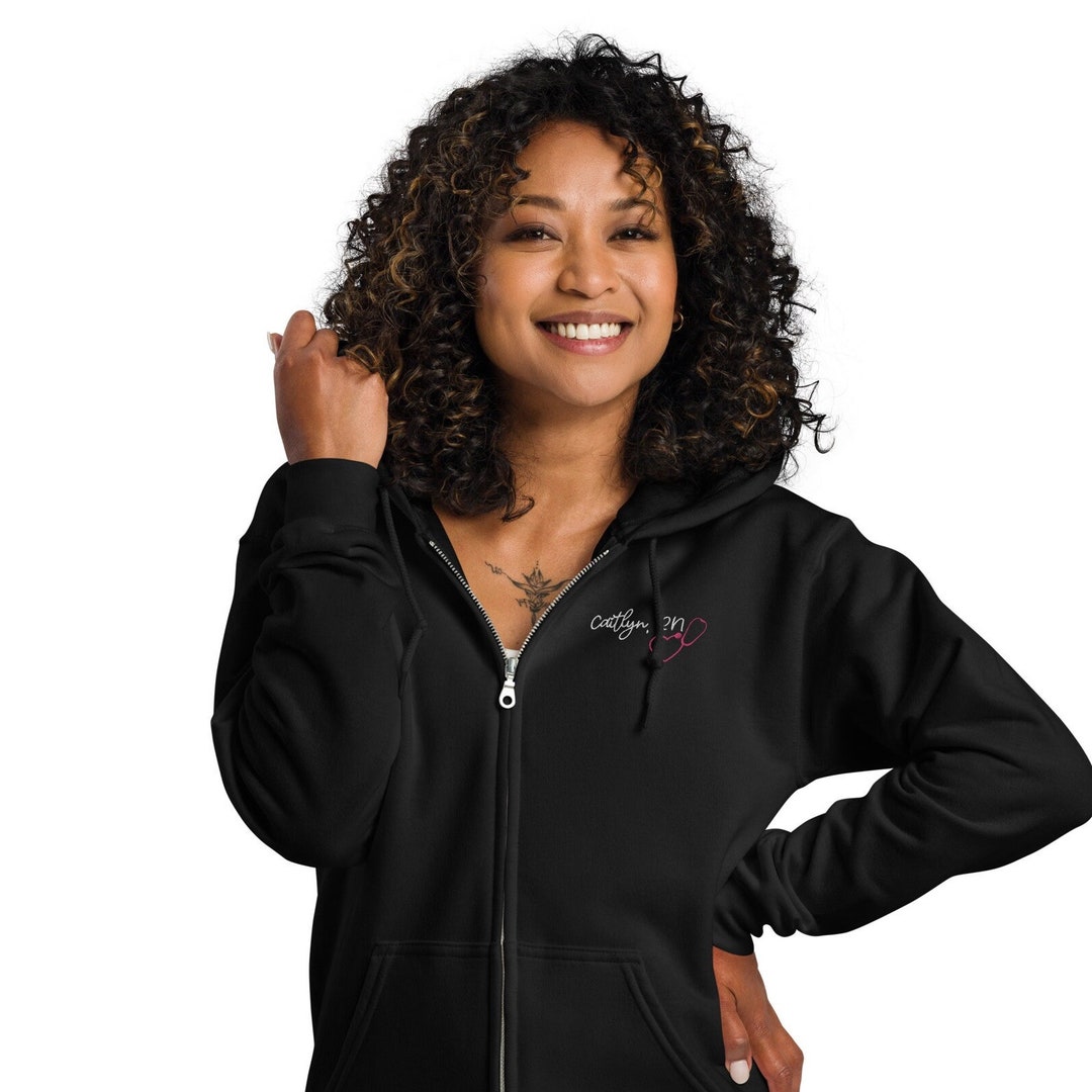 Embroidered Nurse Personalized Name on Full Zip Hoodie, Personalized