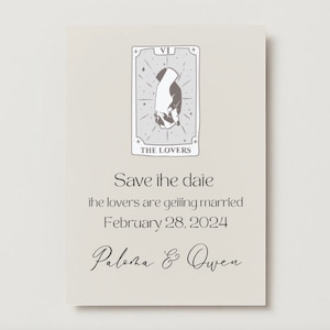 Save The Date Canva Template, Tarot, Editable, Alternative Wedding, Modern Bride,