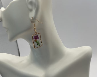 Purple Wildflower Resin Earrings