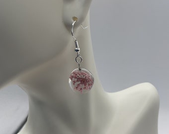 Pink Wildflower Resin Earrings