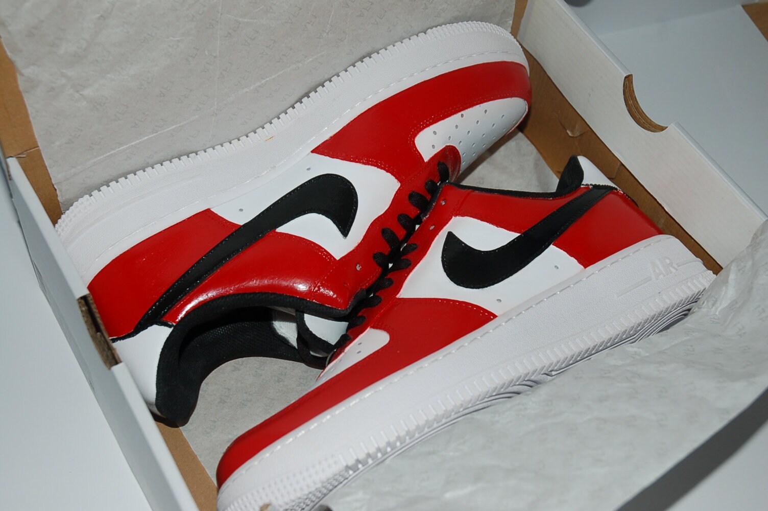 Nike Air Force 1 Custom Sneakers Blood Drip Splatter Red Black White Shoes  Fresh