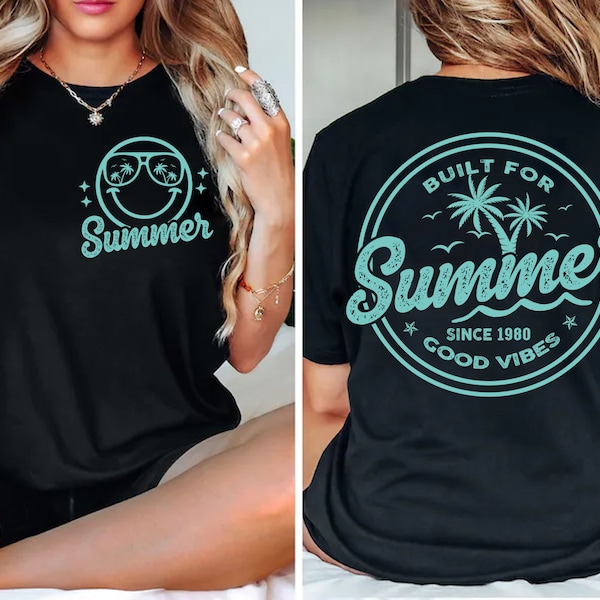 Built For Summer png, Retro summer png, Summer vibes png, Trendy shirt png, Front and back png, Trendy summer png
