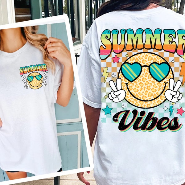 Retro Summer Png, Groovy Summer Vibes smiley face png, Summer Png, Beach Png, Groovy Png