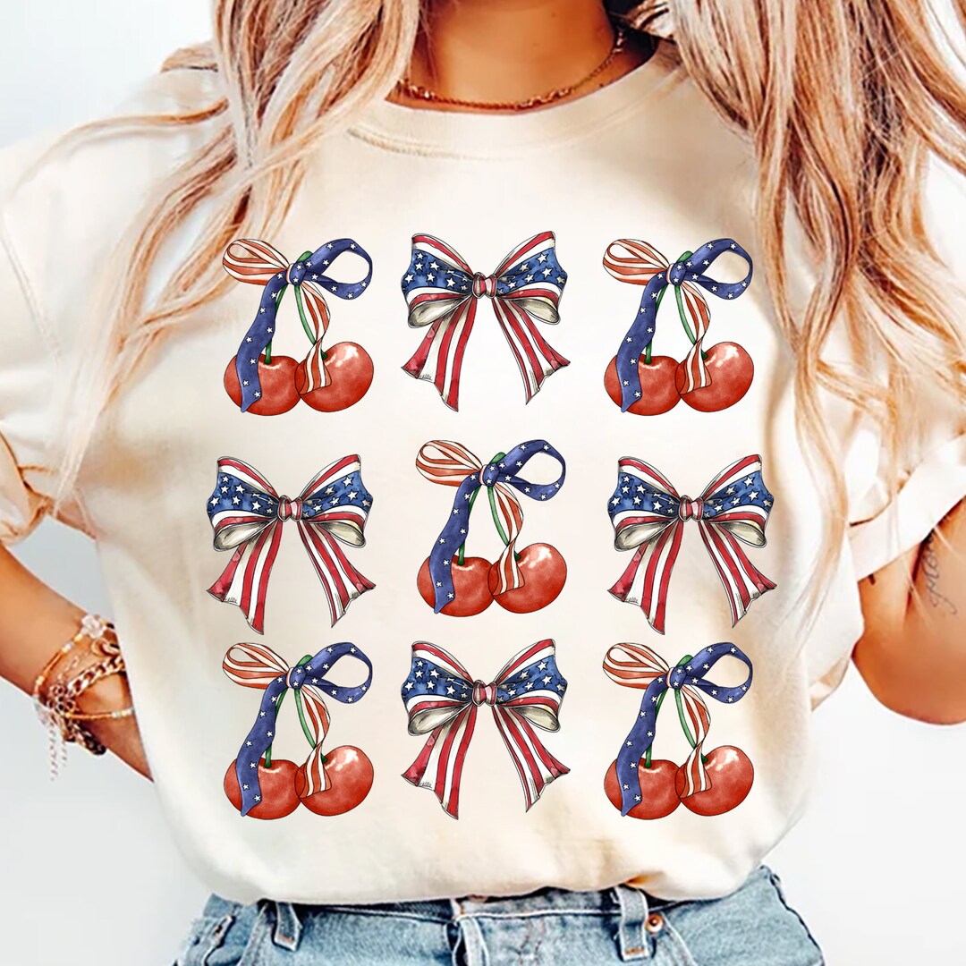 Coquette America Cherry Png, Coquette Bow Png, 4th of July Png, America ...