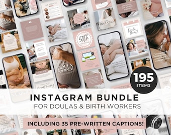 Doula Instagram Posts and Captions, Birth Doula Instagram Templates, Doula Instagram Highlight, Birth Worker Social Media, Editable in Canva