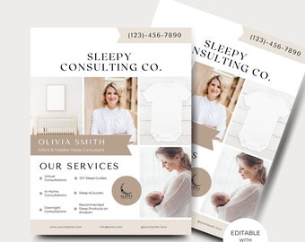 Editable Sleep Consultant Flyer Template: Neutral Design (Digital Download)