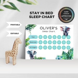 Bedtime Chart | Toddler Stay In Bed Chart | Sleep Training Printable | Sleep Journal | Sticker Sleeping Chart | Elephant | Sleep Consultant
