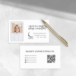 Business Card Template, Sleep Consultant, Doula, Instant Download, Customizable Business Card, Traditional, Classic, Black and White, SS005