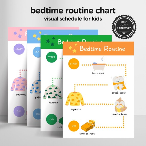 Bed Time Visual Schedule, Nightly Bedtime Checklist, Nighttime Routine Printable, Kids Night Time Routine Chart, Edit in Canva, Printable