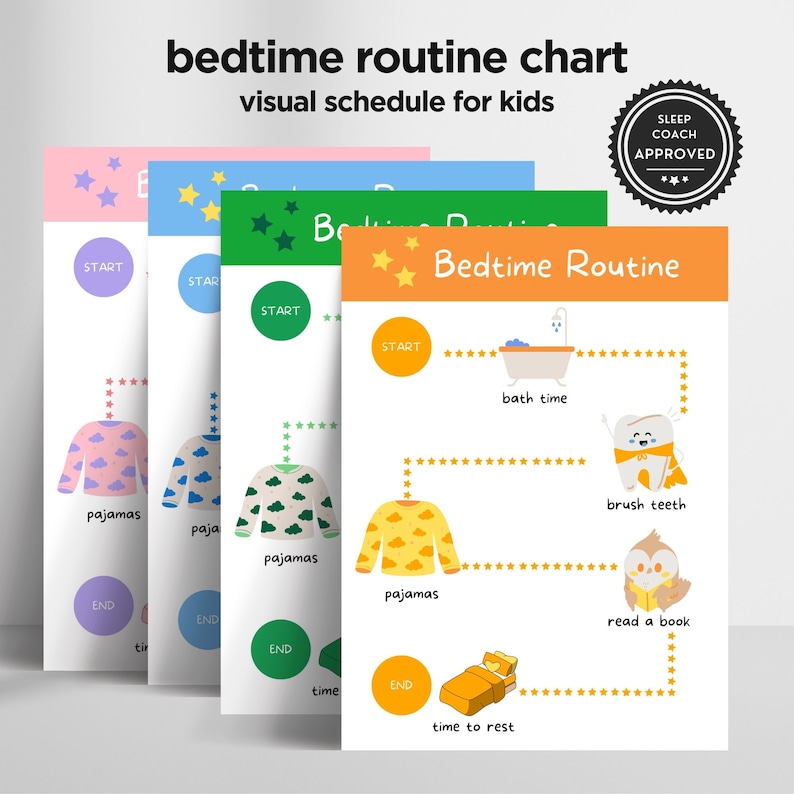 Bedtime Routine Chart for Kids, Toddler Visual Schedule for Bedtime, Nightly Routine Checklist, Night time Visual Schedule, Sleep Training, Sleep Coaching, Sleep Consultant, Preschool Routine Chart, Evening Routine Chart, Editable in Canva, Download