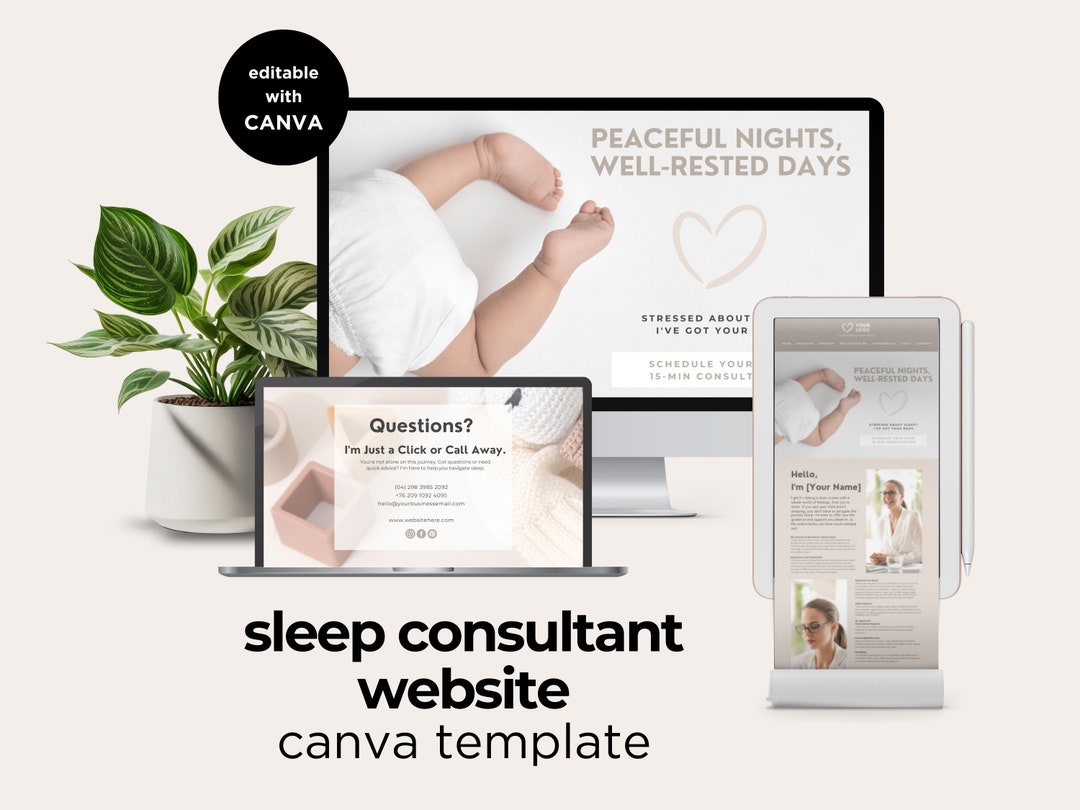 Sleep Consultant Website Canva Template, Consultant, Canva Website ...