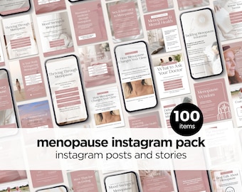 Plantillas de Instagram para coaches de menopausia: Publicaciones de bienestar integral en Canva (Descarga digital)