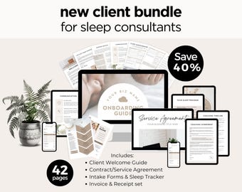 New Client Bundle, Sleep Consultant Templates, Client Onboarding Guide, Service Contract, Edit in Canva, Welcome Package, Starter Kit,SS002