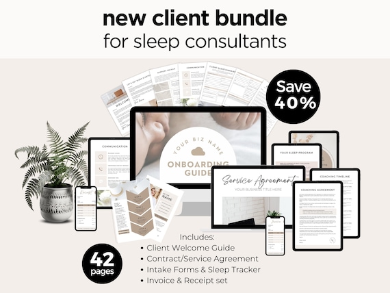 New Client Bundle, Sleep Consultant Templates, Client Onboarding Guide, Service Contract, Edit in Canva, Welcome Package, Starter Kit,SS002