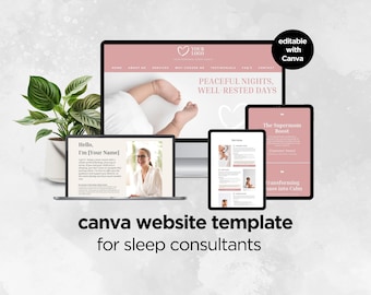 Website Template for Sleep Consultant, Canva Website Template, Sleep Consultant Templates, Sleep Specialist, Web Template for Sleep Coach