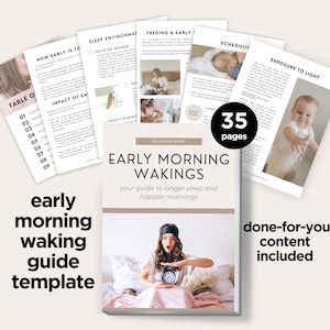 Early Morning Wakings Guide Template WITH CONTENT Done For You, Sleep Training Guide, Baby Sleep Ebook, Sleep Consultant Template, Canva