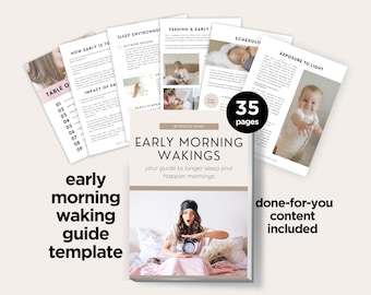 Early Morning Wakings Guide Template WITH CONTENT Done For You, Sleep Training Guide, Baby Sleep Ebook, Sleep Consultant Template, Canva