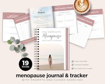 Menopause Wellness Journal and Symptom Tracker, Hormone Health for Midlife Women, Self-Care Workbook, Coaching, Canva Template, PDF Download