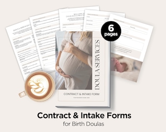 Doula Contract & Intake Forms, Simple Birth Doula Contract, New Client Paperwork, Doula Intake Questionnaire, Editable Canva Template