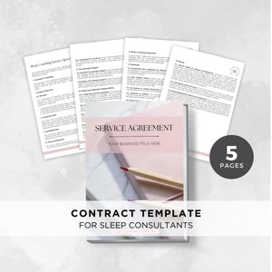 Contract Template | Sleep Consultants | Service Agreement Template | Client Forms | Editable in Canva | Consultant Contract | Pink SS001