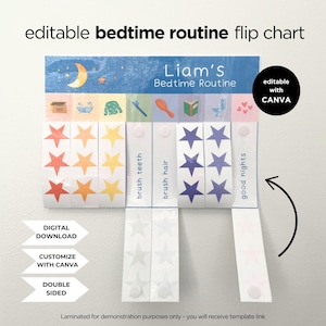 ADHD Autism Kids Routine, Printable Folding Flip Chart for Kids, Bedtime Visual Schedule, Toddler Chore Chart, Edit in Canva, Printable