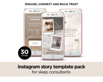 Sleep Consultant Instagram Story Templates: Editable Canva Social Media Pack (Digital Download