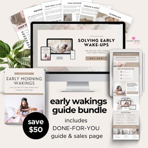 Early Morning Wakings Guide and Sales Page Bundle, Done for You Content, Sleep Consultant Template, Canva Landing Page, Editable Ebook