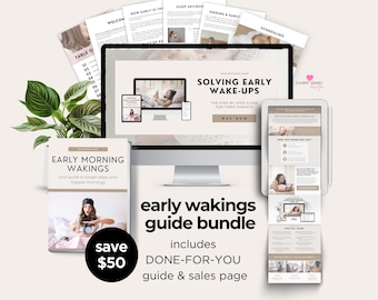 Early Morning Wakings Guide and Sales Page Bundle, Done for You Content, Sleep Consultant Template, Canva Landing Page, Editable Ebook